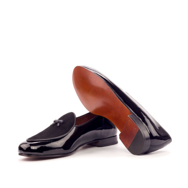 Black Patent & Suede Belgian Slipper