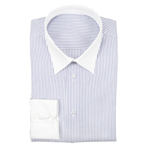 Medium Blue Stripe Premium Shirt w/ White Collar